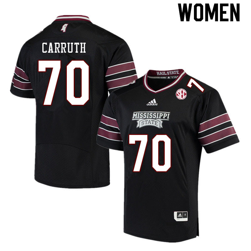 Women #70 Hastings Carruth Mississippi State Bulldogs College Football Jerseys Sale-Black
